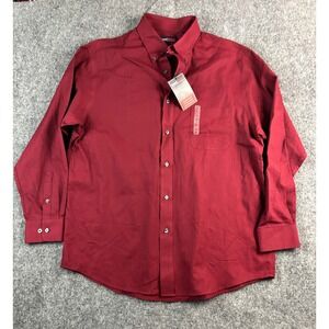 TravelSmart Roundtree & Yorke Button Front Dress Shirt Burgundy‎ Red Large NWT